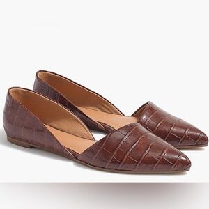 J.Crew Zoe Crocodile-Embossed D’Orsay Flats